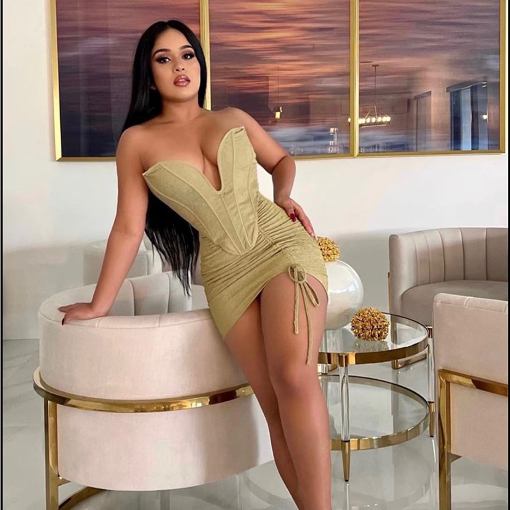 Olive texture corset and body con skirt set